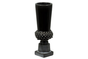 Stylish Ceramic Urn with Wide Mouth and Elegant Stand in Black (Large)