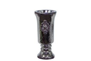 Elegant and Glossy Cup Shaped Ceramic Urn in Silver (Small)