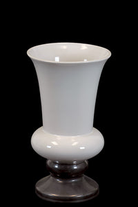 Broad and Long Neck White Colored Ceramic Vase with Black Round Base (Small)