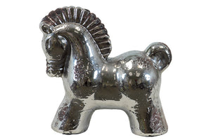 Aorable Ceramic Trojan Horse Figurine in Antique Silver