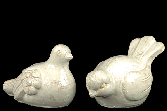 Elegant and Adorable Ceramic Set of Birds in Cream