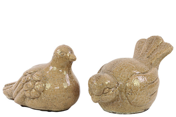 Elegant and Adorable Ceramic Set of Birds in Brown