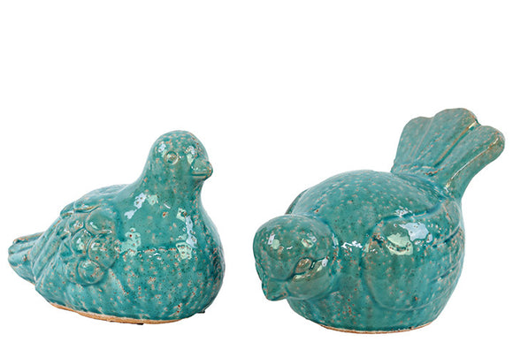 Elegant and Adorable Ceramic Set of Birds in Turquoise