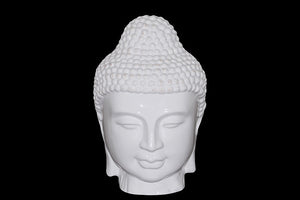 Polished Ceramic White Buddha Head