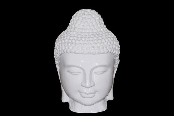 Polished Ceramic White Buddha Head