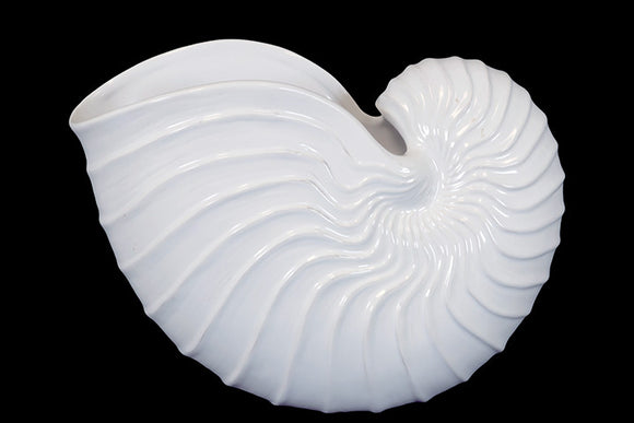 Elegant and Skillfully Sculpted Ceramic Shell Showpiece in White