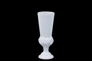 Long Neck Ceramic Vase with Smooth Surface and Elegant Design in White (Small)