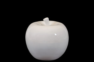 Lustrous and Glossy Ceramic Apple Décor in White (Small)