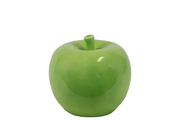 Lustrous and Glossy Ceramic Apple Décor in Green (Small)