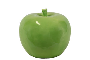 Lustrous and Glossy Ceramic Apple Décor in Green (Large)