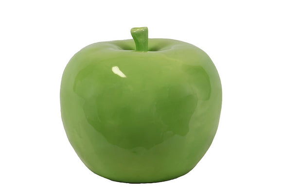 Lustrous and Glossy Ceramic Apple Décor in Green (Large)