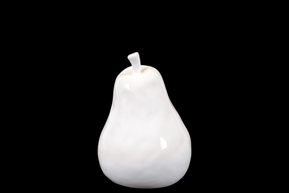 Elegant and Lustrous Decorative Ceramic Pear in White (Small)