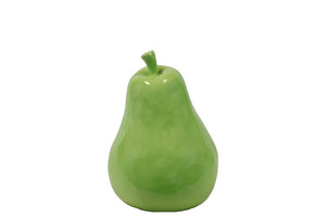 Elegant and Lustrous Decorative Ceramic Pear in Green (Small)