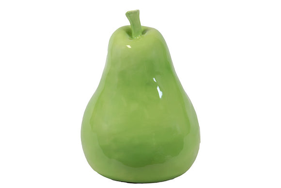 Elegant and Lustrous Decorative Ceramic Pear in Green (Large)