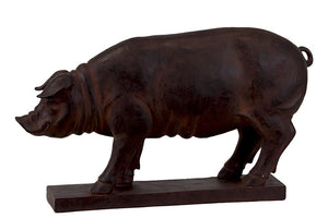 Exquisitely Carved and Detailed Resin Pig Showpiece Figure on Stand