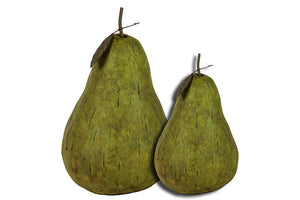 Truly Artistic and Realistic Resin Pear Figurine Set of Two in Antique Green