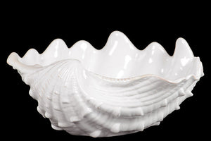 Beautiful Bowl Shape Ceramic Seashell Figurine in White