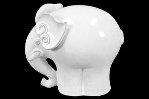 Amazing Ceramic Elephant with Beautiful Ear Design in White (Large)