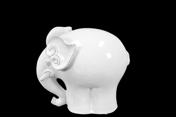 Amazing Ceramic Elephant with Beautiful Ear Design in White (Small)