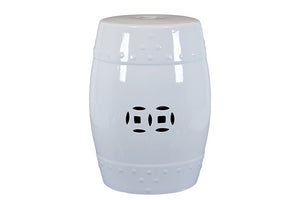 Striking Ceramic Garden Stool White