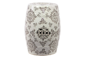 Beautiful Ceramic Garden Stool White And Brown