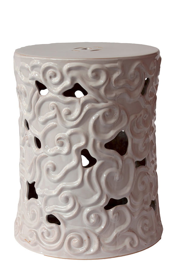 Peaceful Ceramic Garden Stool White