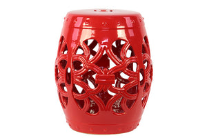 Ceramic Garden Stool Open-Work Red