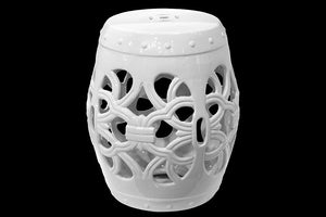 Classy Ceramic Garden Stool Open- Work White