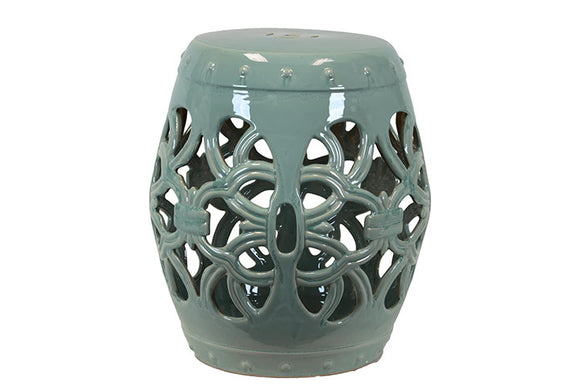 Ceramic Garden Stool Open- Work Green