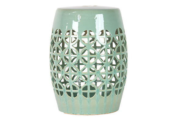 Classy Ceramic Garden Stool Open- Work Green