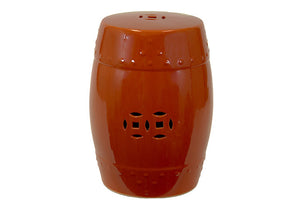 Classy Carved Ceramic Garden Stool Red