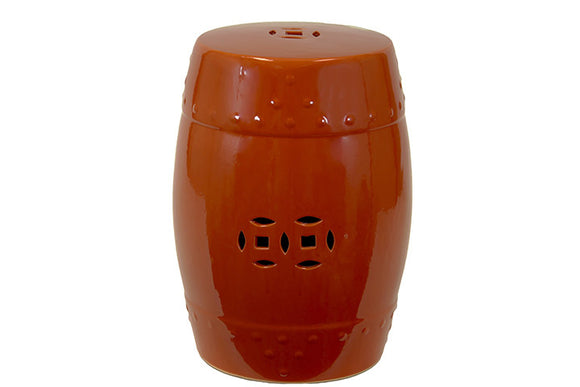 Classy Carved Ceramic Garden Stool Red