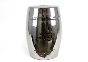 Classy Ceramic Garden Stool Silver Finish