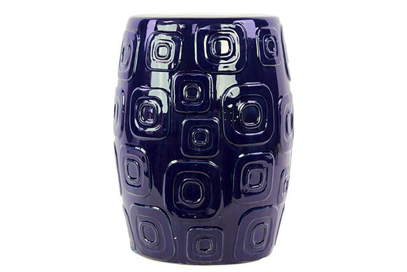 Ceramic Garden Stool Dark Blue