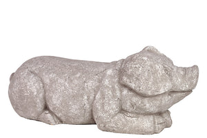 Adorable and Cheerful Terracotta Sitting Pig in Grey