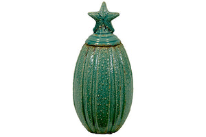 Beautiful and Stunning Ceramic Canister Shell Collection with Star Fish Shaped Lid in Blue (Large)