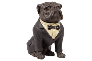 Adorable Large Artifact of Resin Bull Dog with Boe Tie