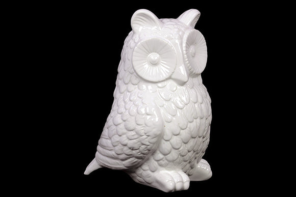 Adorable and Elegant Ceramic Hooting Owl in White