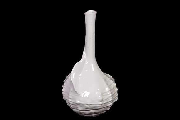 Delicate White Ceramic Seashell Vase