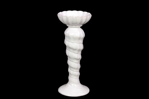 Elegant and Stunning Ceramic Seashell Holder with Spiral Designed Stand (Large)