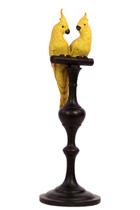 Fascinating Pair of Yellow Resin Parrot on Stand