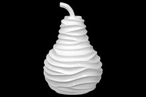 Decorative Ceramic Pear with Beautiful and Elegant Pattern in White (Large)