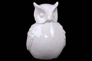 Ceramic Owl with Big Beautiful and Hypnotizing Eyes in White