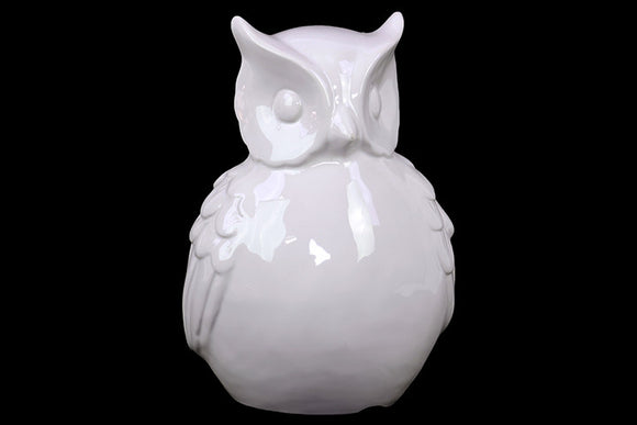 Ceramic Owl with Big Beautiful and Hypnotizing Eyes in White