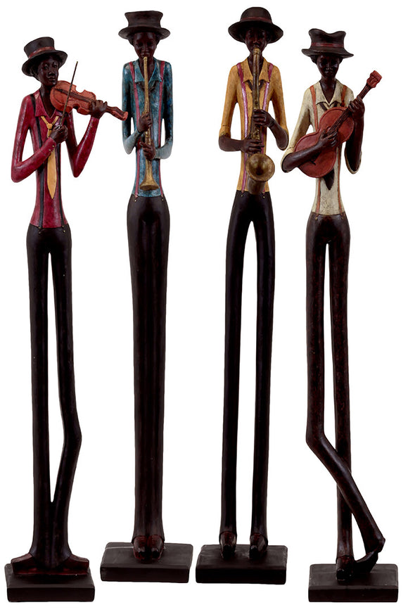 Classy Set of Four Colorful Resin Musician Figurines