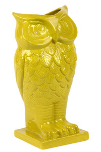 Beautiful and Spectacular Owl Design Ceramic Vase in Yellow