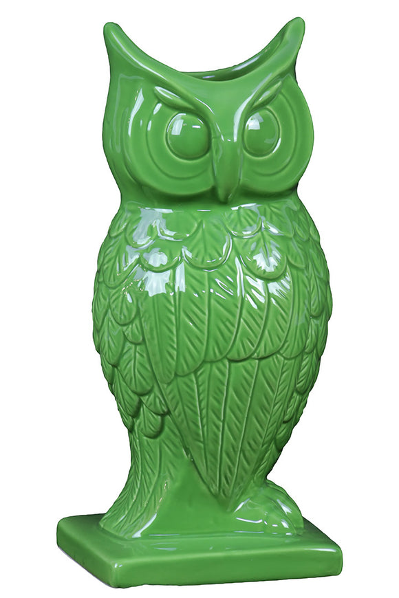 Spectacular and Magnificent Ceramic Owl Figurine Vase in Green (large)