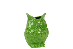 Beautiful and Spectacular Ceramic Owl Vase in Green (Small)