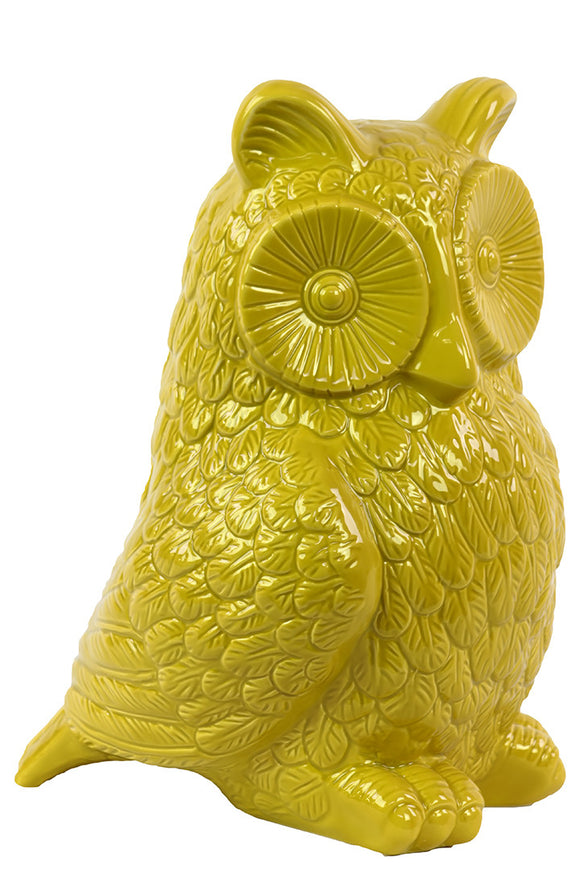 Cute and Adorable Ceramic Owl Figurine in Yellow