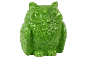 Adorable and Cute Ceramic Owl Figurine in Green